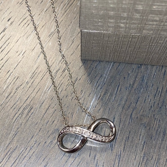 Authentic ZALES Diamond & Sterling Silver Necklace - Picture 1 of 6